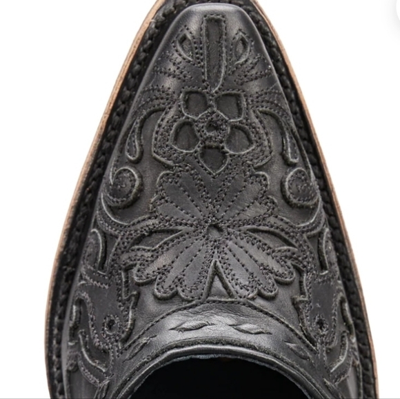 Womens Distressed Navy Leather Applique Shootie - Picture 14 of 14